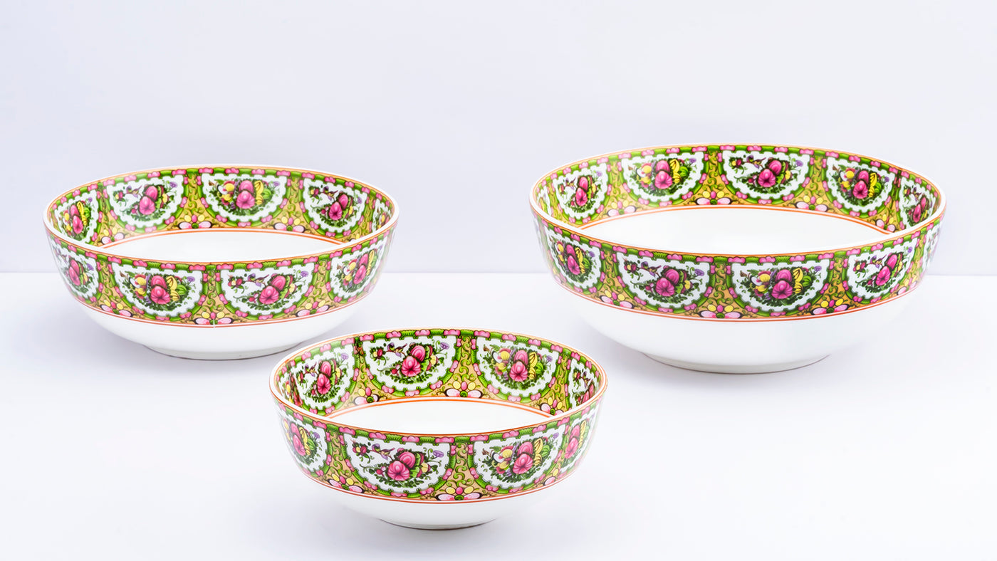 Floral Kaleidoscope serving bowls - Set of 3