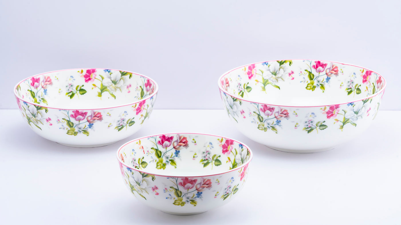 Garden Splendor serving bowls (White) - Set of 3