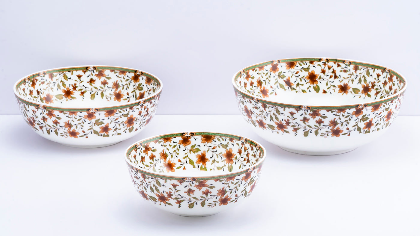 Autumn Foliage serving bowls (Brown) - Set of 3