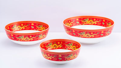 Celestial Dragons serving bowls (Red) - Set of 3