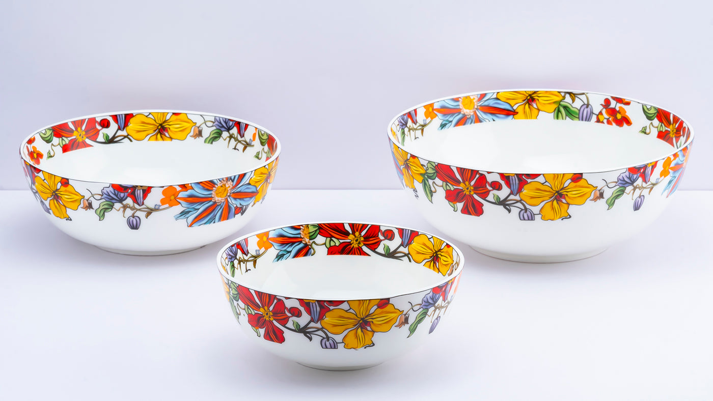 Vivid Blooms serving bowls - Set of 3