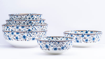 Autumn Foliage serving bowls (Blue) - Set of 3