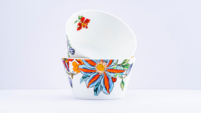 Vivid Blooms snack bowls - Set of 2 (5 inch wide, 350ML capacity)