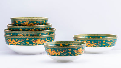 Celestial Dragons serving bowls (Green) - Set of 3