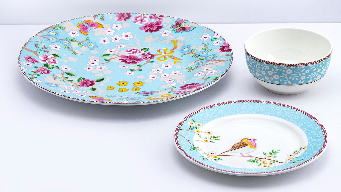 Little birdie Dinnerware (Blue) - Set of 12 pcs