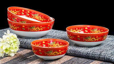 Celestial Dragons serving bowls (Red) - Set of 3